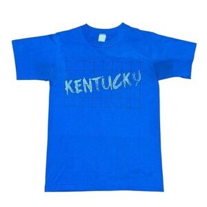 Vintage 80s Kentucky American State USA Grid Graphic Souvenir Tourist T-shirt